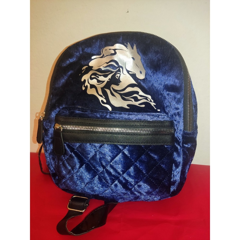 Disney Frozen II Elsa And Anna Soft Blue Velour Kids‎ Small Backpack